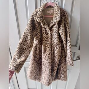 Biscotti Leopard Print Faux Fur Coat for Girls (Size 12)